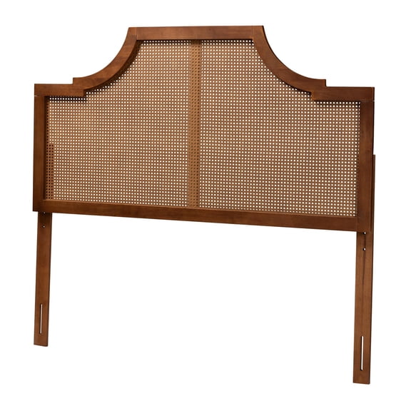 Baxton Studio Risha Ash Walnut Finished Wood and Rattan Queen Size Headboard