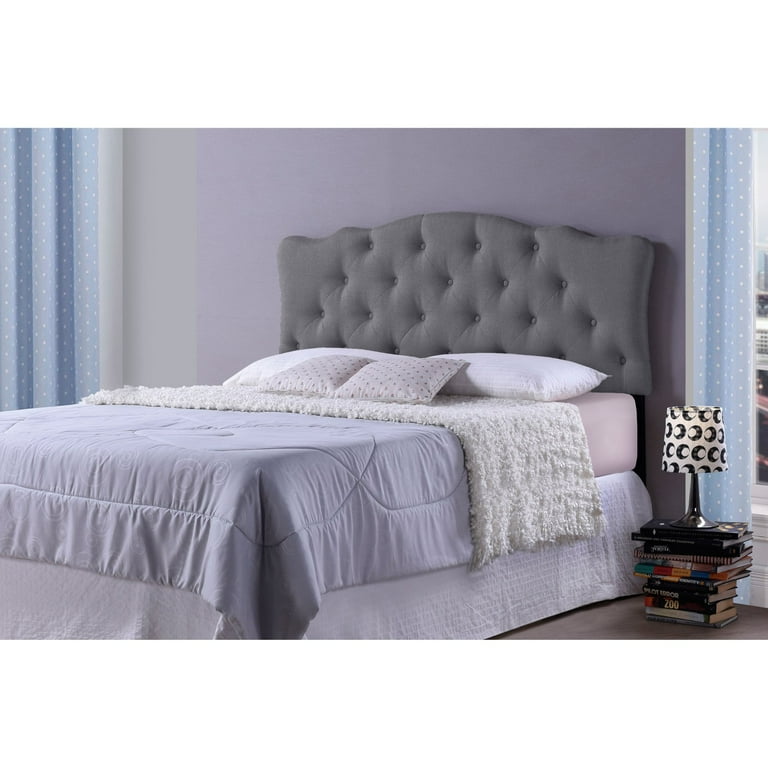 Baxton Studio Rita Modern and Contemporary Full Size Grey Fabric Upholstered Button-tufted Scalloped Headboard Baxton Studio Rita Modern and Contemporary Full Size Grey Fabric Upholstered Button-tufted Scalloped Headboard