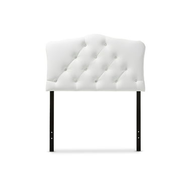 Baxton Studio Rita Modern and Contemporary White Faux Leather Upholstered Button-Tufted Scalloped Twin Size