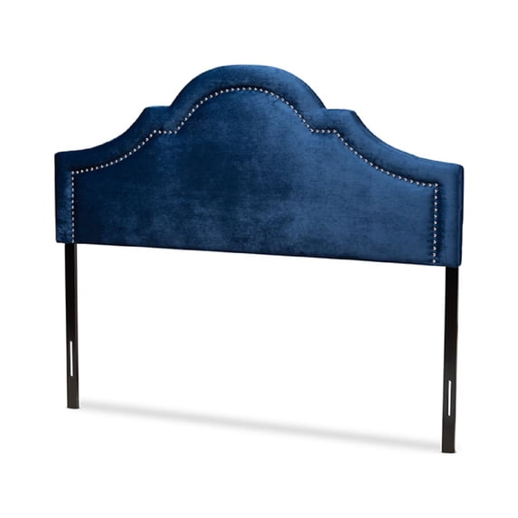 Baxton Studio Rita Velvet and Wood Full Headboard in Navy Blue