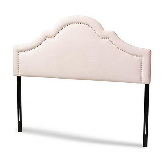 Baxton Studio Rita Velvet and Wood Queen Headboard in Light Pink