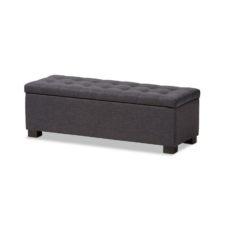 Baxton Studio Roanoke Modern and Contemporary Beige Fabric Upholstered Grid-Tufting Storage Ottoman Bench