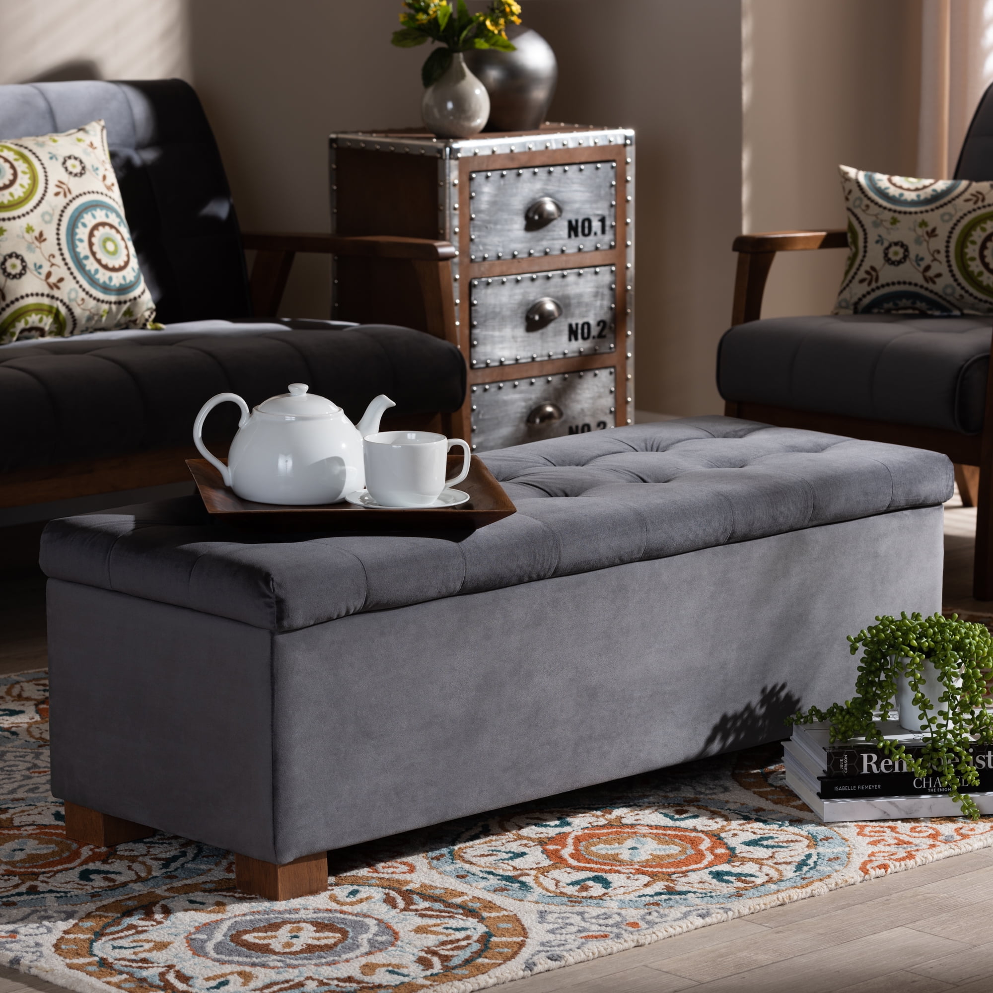 Baxton Studio Roanoke Modern and Contemporary Grey Velvet Fabric