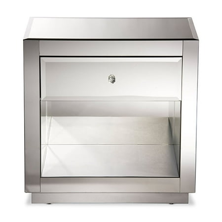 Baxton Studio Rochadh Modern and Contemporary Hollywood Glamour Style 1-drawer and 1-shelf End Table