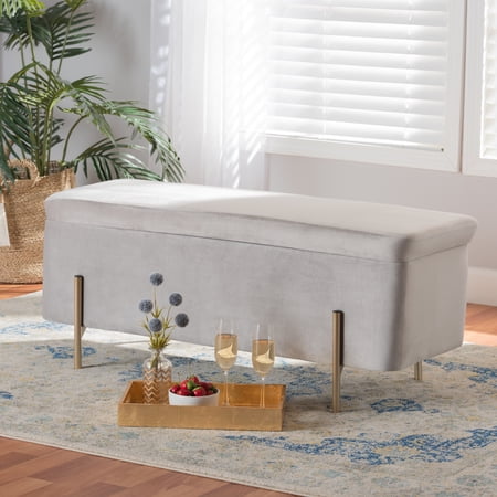 Baxton Studio Rockwell Upholstered & Storage Bench, Grey
