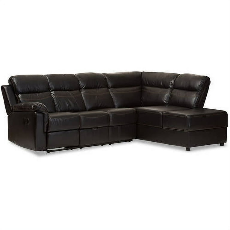 Baxton Studio Roland Modern and Contemporary Dark Brown Faux Leather 2-Piece Sectional with Recliner and Storage Chaise Baxton Studio Roland Modern and Contemporary Dark Brown Faux Leather 2-Piece Sectional with Recliner and Storage Chaise