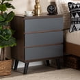 thumbnail image 1 of Baxton Studio Roldan 3-Drawer Dresser, Grey/Walnut Brown, 29.9" High x 23.6" Wide x 15.7" Deep, 1 of 8