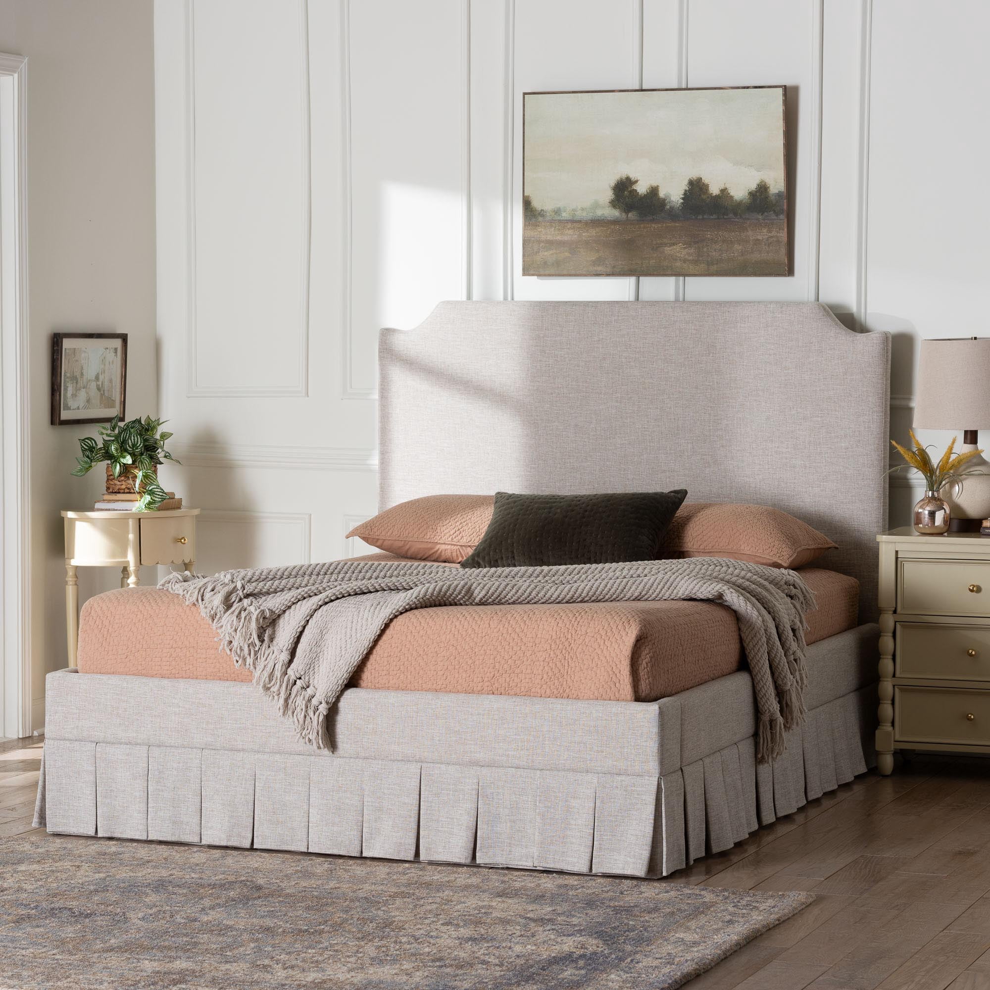 Baxton Studio Ronelyn Modern Platform Bed, Queen, Beige