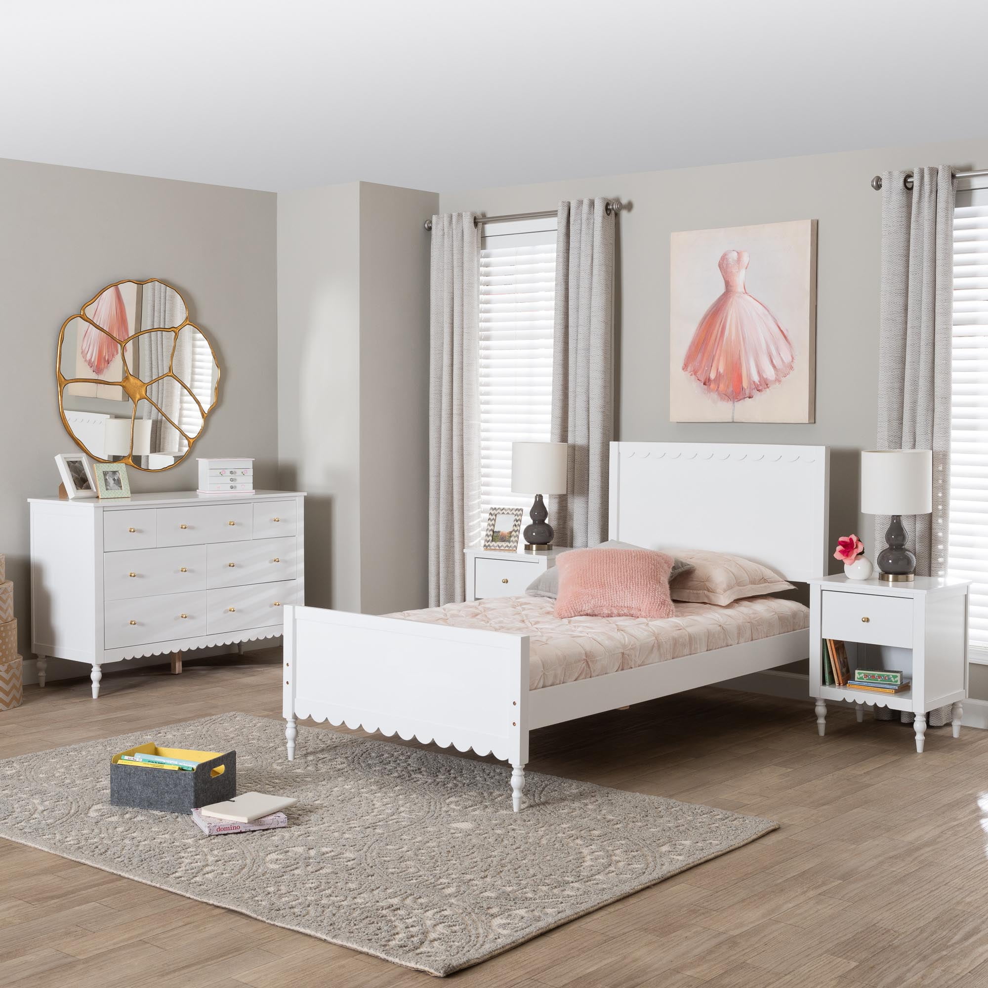 Baxton Studio Roni Modern Bedroom Set, Twin, White