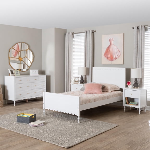 Baxton Studio Roni Modern Bedroom Set, Twin, White