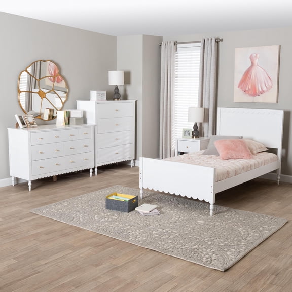 Baxton Studio Roni Modern Bedroom Set, Twin, White