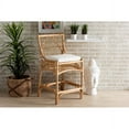 thumbnail image 1 of Baxton Studio Rose Modern Bohemian White Fabric Upholstered and Natural Brown Rattan Counter Stool, 1 of 7