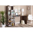 thumbnail image 1 of Baxton Studio Rowan Modern and Contemporary Two-Tone White and Walnut Brown Finished Wood Storage Computer Desk with Shelves, 1 of 8
