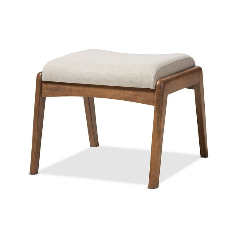 Baxton Studio Roxy Mid-Century Modern Walnut Wood Finishing and Light Beige Fabric Upholstered Ottoman Baxton Studio Roxy Mid-Century Modern Walnut Wood Finishing and Light Beige Fabric Upholstered Ottoman