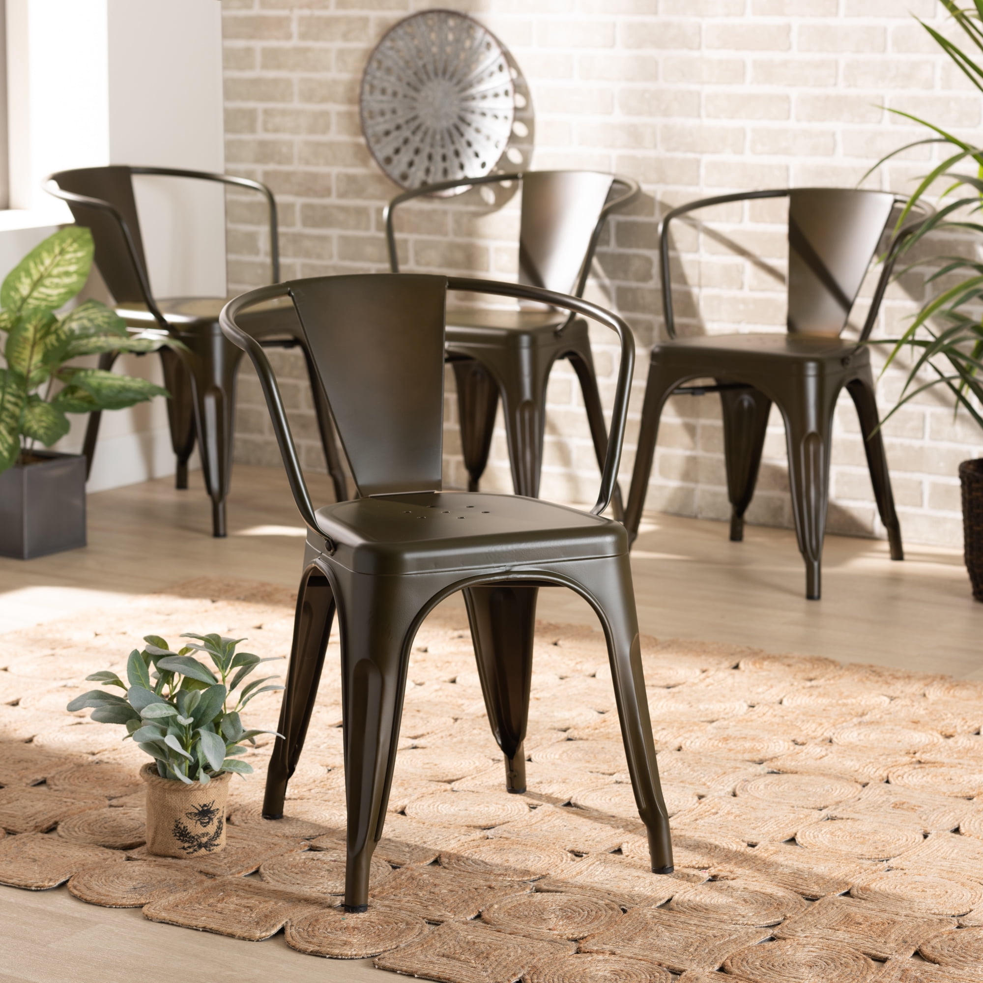 Baxton Studio Ryland Dining Chair, Set of 4, Gunmetal