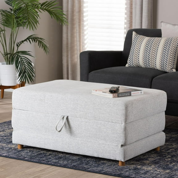 Baxton Studio Sabriel Modern Sleeper Ottoman, Light Grey