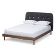 thumbnail image 1 of Baxton Studio Sadie Mid-Century Modern Dark Grey Fabric and Walnut Brown Finished Wood Full Size Platform Bed, 1 of 9