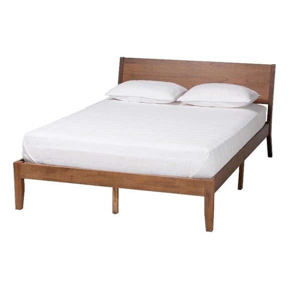 Baxton Studio Salvatore Wood King Size Platform Bed in Walnut Brown