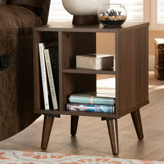 Baxton Studio Sami Mid-Century Modern Walnut Finished Wood End Table
