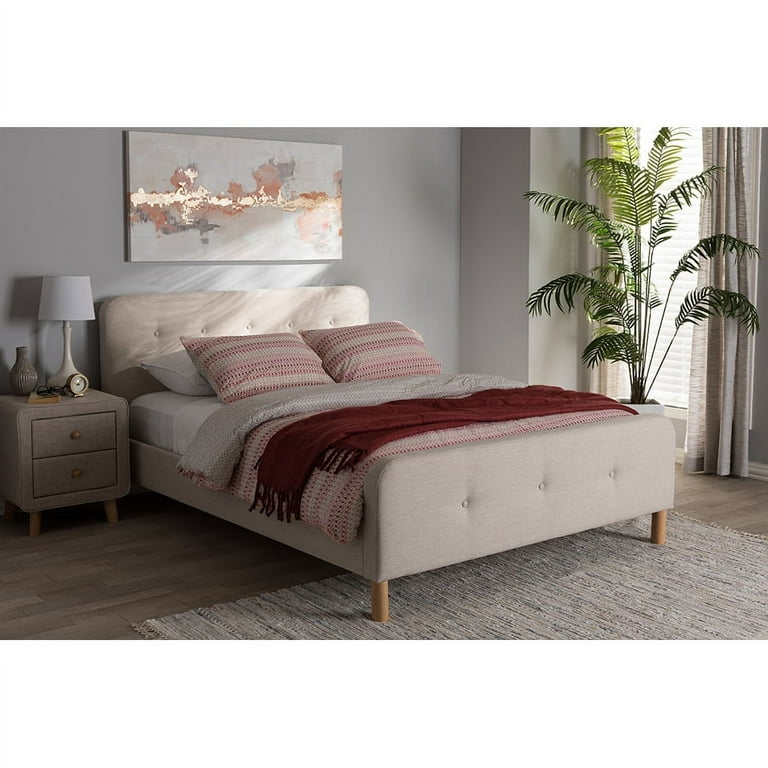 Baxton Studio Samson Mid-Century Light Beige Fabric Upholstered Full Size Platform Bed Baxton Studio Samson Mid-Century Light Beige Fabric Upholstered Full Size Platform Bed
