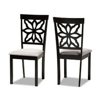 Baxton Studio Samwell Modern and Contemporary Grey Fabric Upholstered and Dark Brown Finished Wood 2-Piece Dining Chair