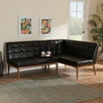 thumbnail image 1 of Baxton Studio Sanford Mid-Century Modern Dark Brown Faux Leather Upholstered and Walnut Brown Finished Wood 2-Piece Dining Nook Banquette Set, 1 of 8