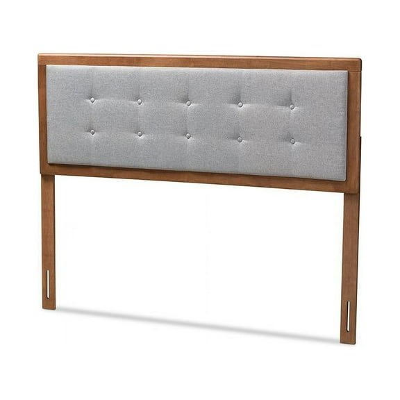 Baxton Studio Sarine Mid-Century Wood Tufted Queen Headboard in Light Gray