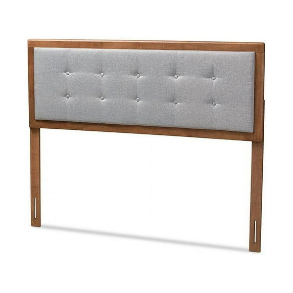 Baxton Studio Sarine Mid-Century Wood Tufted Queen Headboard in Light Gray
