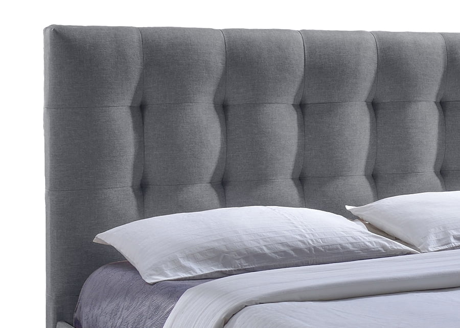King Size Gray Upholstered Bed with Storage Drawers