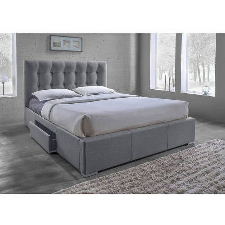 Baxton Studio Sarter Contemporary Grid-Tufted Grey Fabric Upholstered Storage King-Size Bed with 2-drawer Baxton Studio Sarter Contemporary Grid-Tufted Grey Fabric Upholstered Storage King-Size Bed with 2-drawer