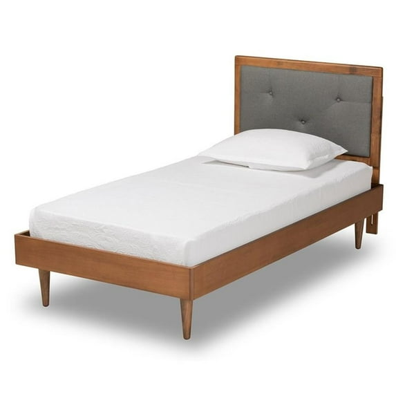 Baxton Studio Saul Dark Grey and Brown Finished Wood Twin Size Platform Bed