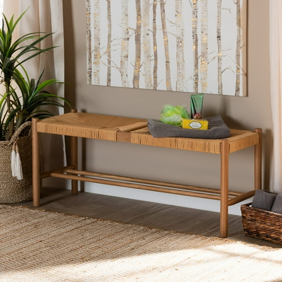 Baxton Studio Saura Upholstered & Storage Bench, Natural