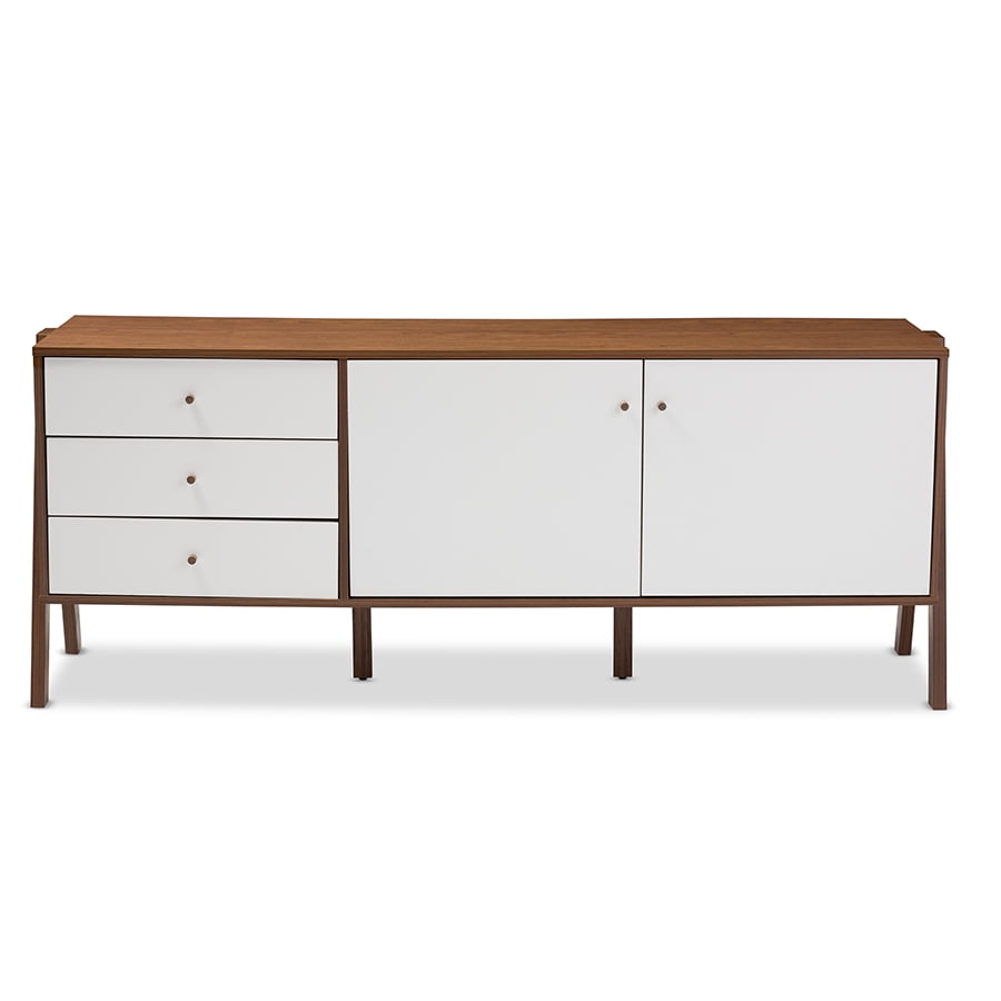 Harlow Scandinavian Two-Tone Walnut & White Sideboard Cabinet