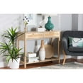thumbnail image 1 of Baxton Studio Sebille Mid-Century Modern Light Brown Finished Wood 2-Drawer Console Table with Natural Rattan, 1 of 7