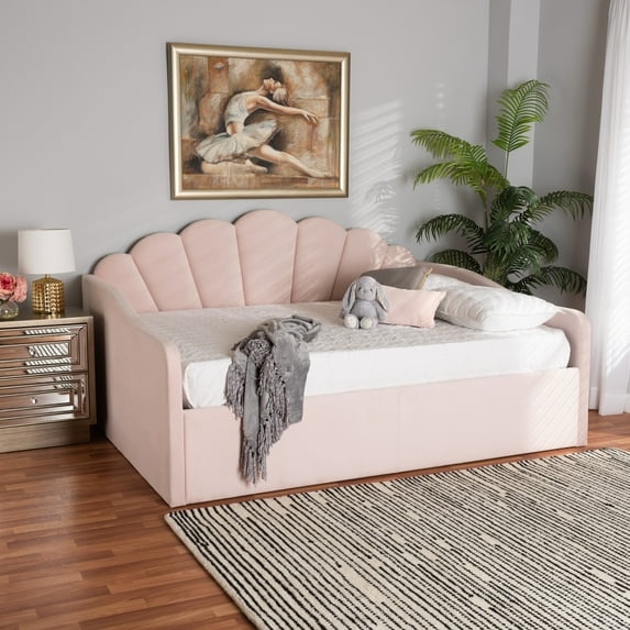 Baxton Studio Select Modern Contemporary Polyester Queen Daybed Frame Pink