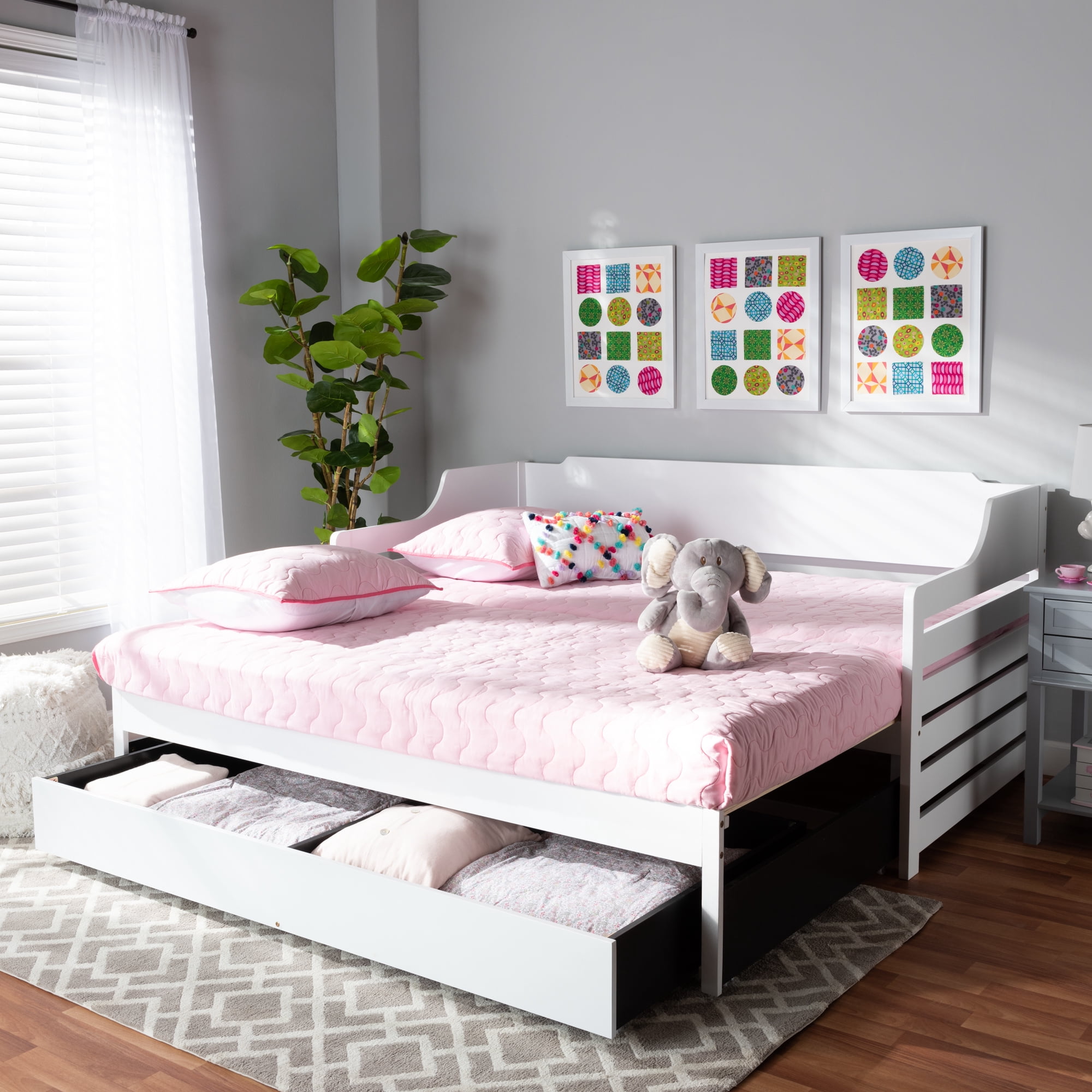 Baxton Studio Select Modern Wood Expandable King Daybed with Drawer White