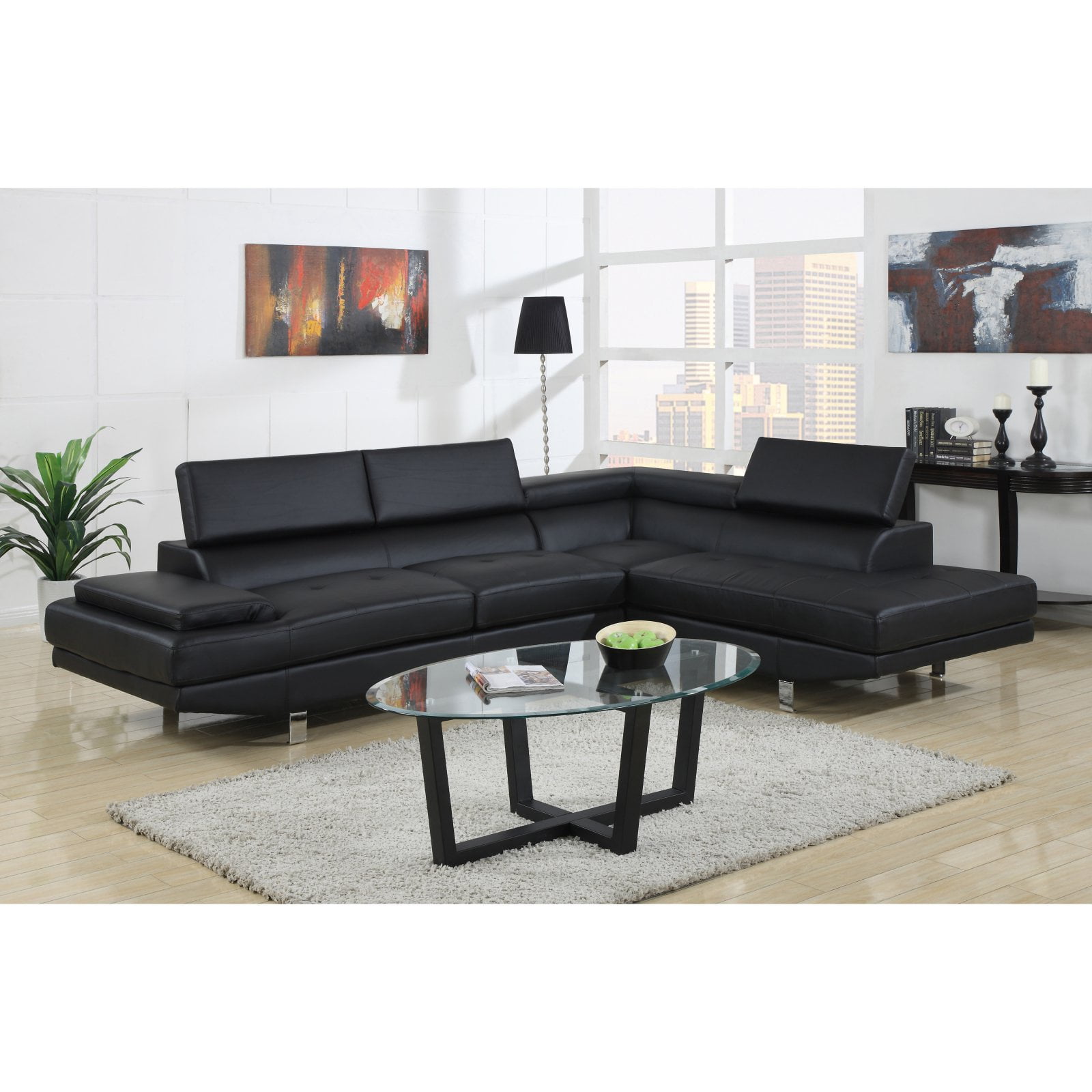 Baxton studio selma leather on sale modern sectional sofa