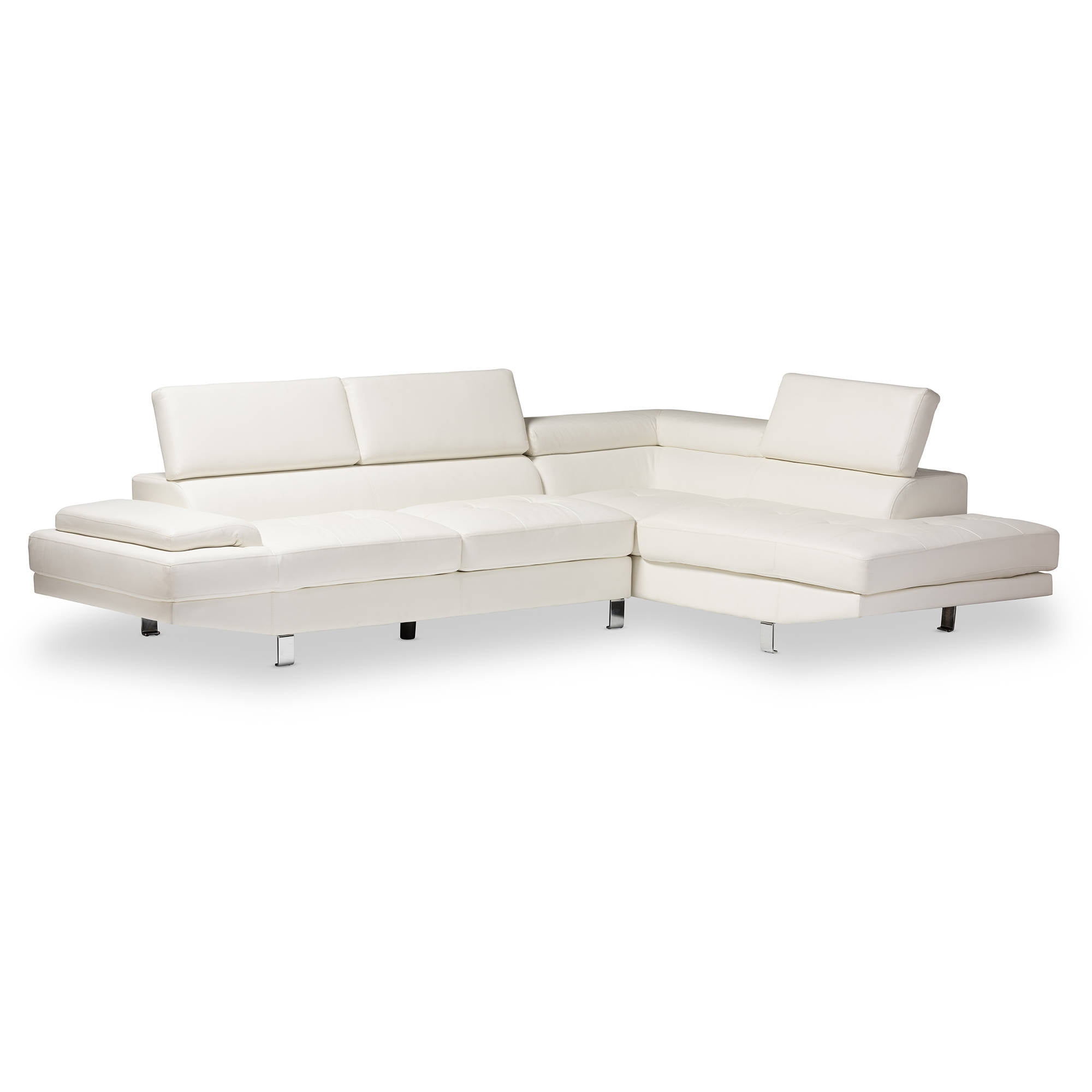Baxton Studio Selma White Leather Modern Sectional Sofa Walmart