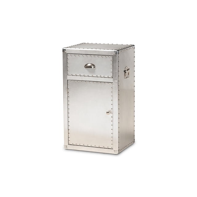 Baxton Studio Serge French Industrial Silver Metal Storage Trunk
