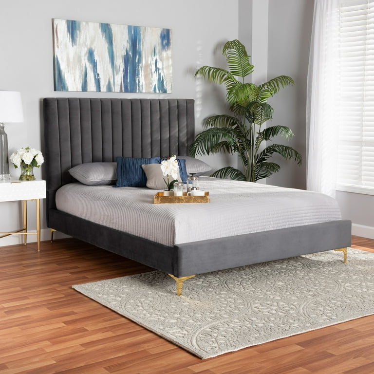 Baxton Studio Serrano Contemporary Glam and Luxe Grey Velvet