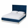 thumbnail image 1 of Baxton Studio Serrano Gray Velvet Fabric and Gold Metal King Size Platform Bed, 1 of 7