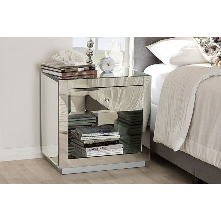 Baxton Studio Rochadh Modern and Contemporary Hollywood Glamour Style 1-drawer and 1-shelf Nightstand and Bedside Table Baxton Studio Rochadh Modern and Contemporary Hollywood Glamour Style 1-drawer and 1-shelf Nightstand and Bedside Table