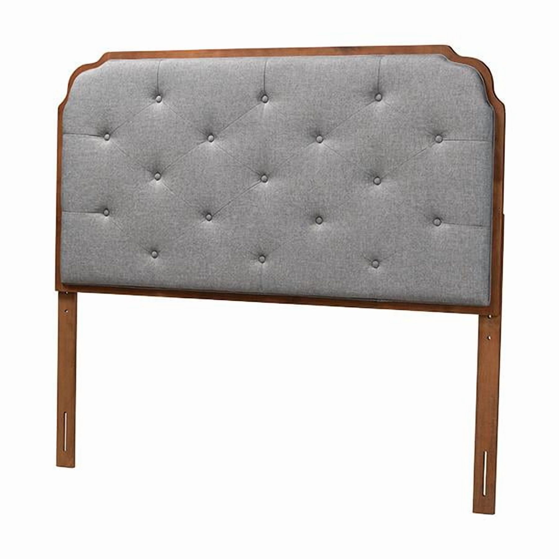 Baxton Studio Shanti Gray Fabric and Walnut Brown Wood Queen Size Headboard