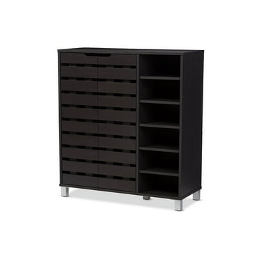 Baxton Studio Shirley Modern Dark Brown 2-Door Shoe Cabinet