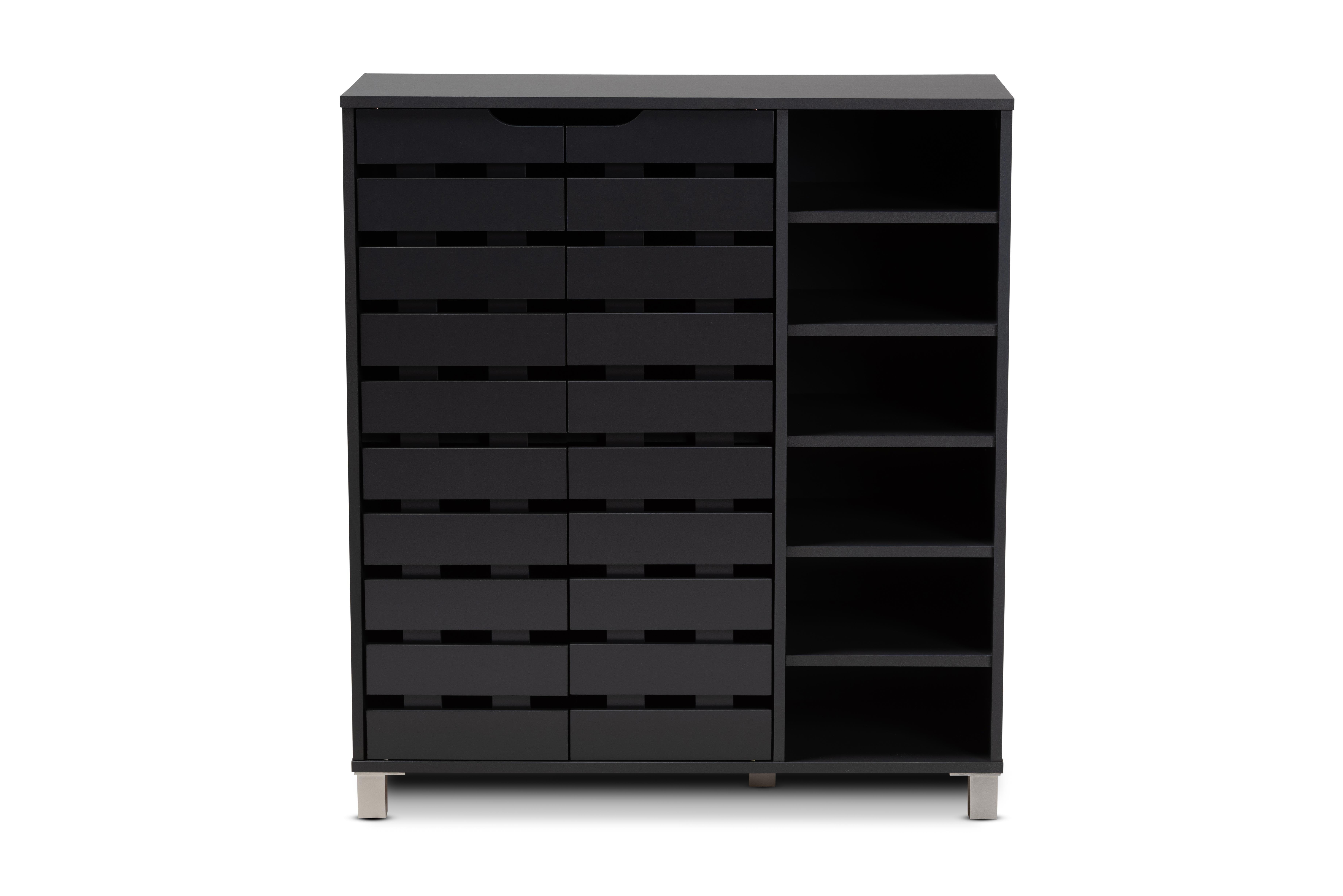 Baxton Studio Shirley Modern Dark Grey 2-Door Shoe Cabinet