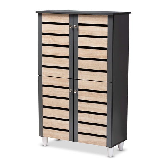 Baxton Studio Shoe Cabinets, One Size, Oak/Dark Gray