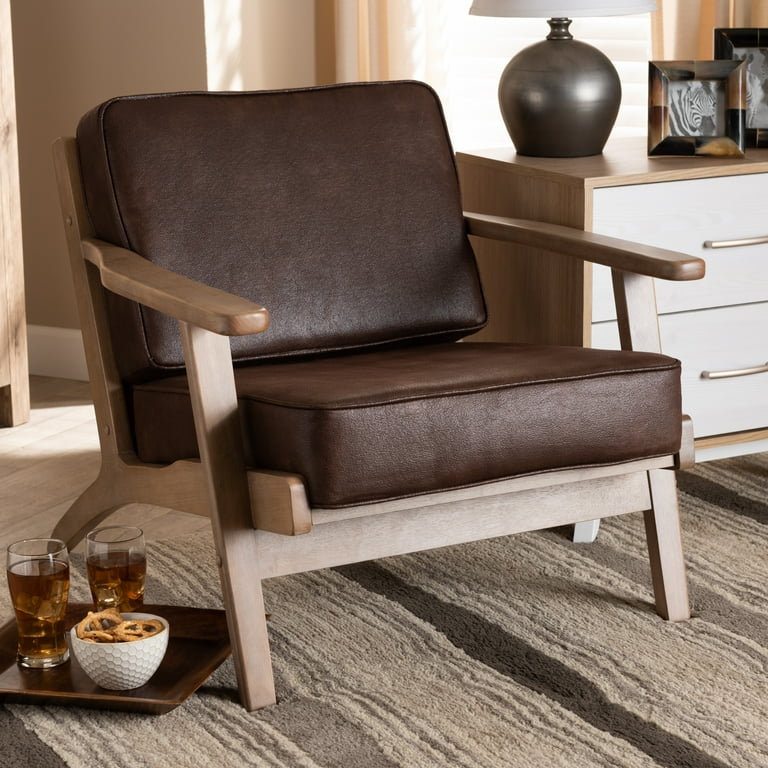 Baxton Studio Sigrid Mid-Century Armchair Antique Oak Finish