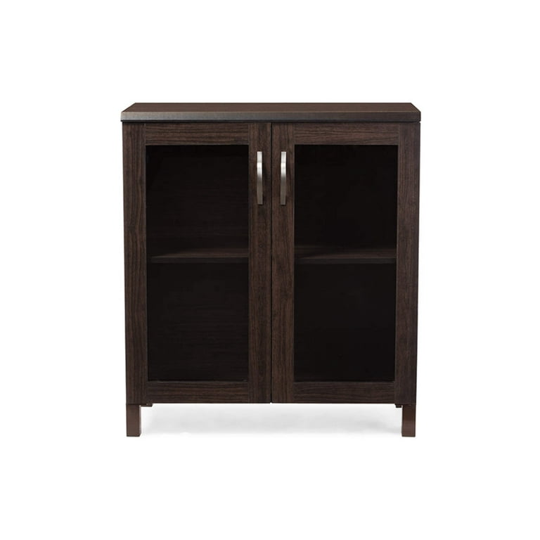 Baxton Studio Sintra Modern and Contemporary Dark Brown Sideboard Storage Cabinet with Glass Doors Baxton Studio Sintra Modern and Contemporary Dark Brown Sideboard Storage Cabinet with Glass Doors