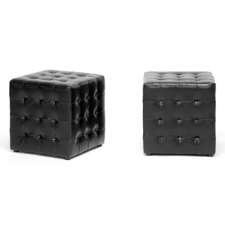 Baxton Studio Siskal Black Modern Cube Ottoman - Set of 2 Baxton Studio Siskal Black Modern Cube Ottoman - Set of 2