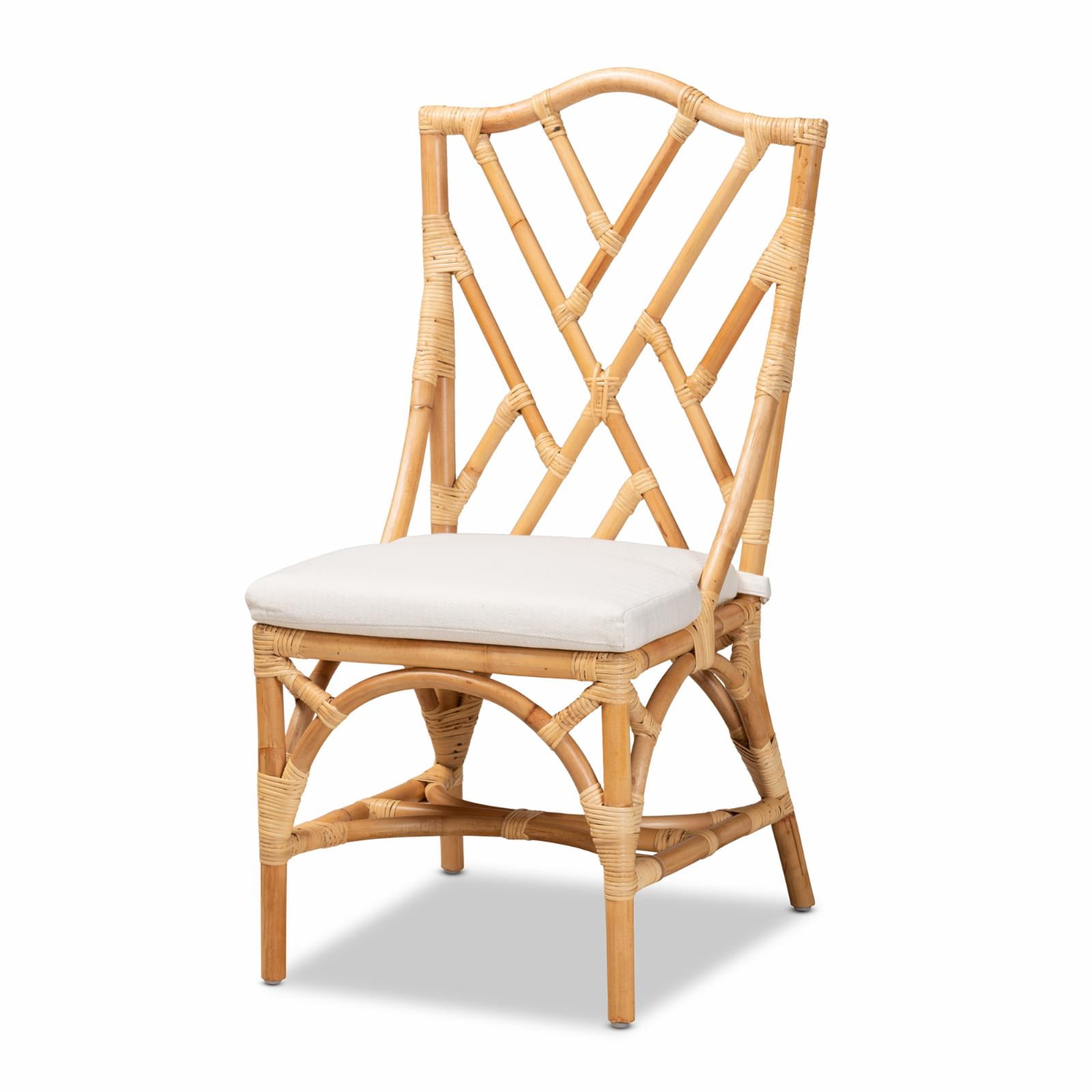 Sonia Handcrafted Rattan and Cane Natural White Chair